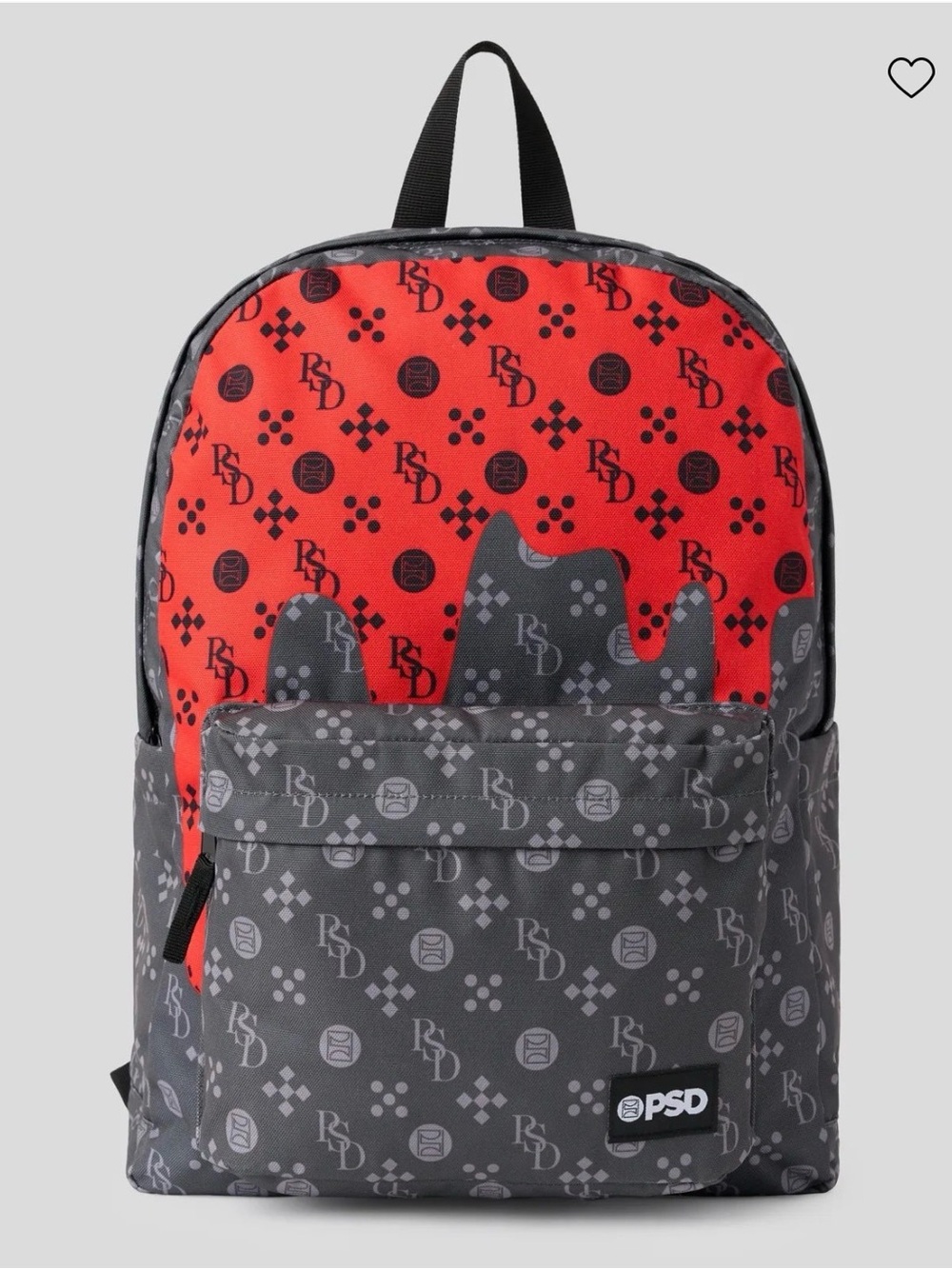 PSD Gray Backpack with Red Drip Logo Print